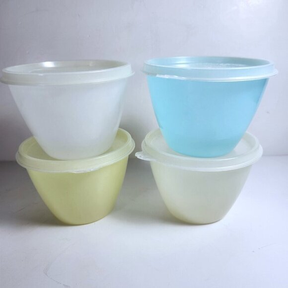 Tupperware Refrigerator Bowls with Lids Storage Container 148 Green Yellow White - Picture 1 of 8